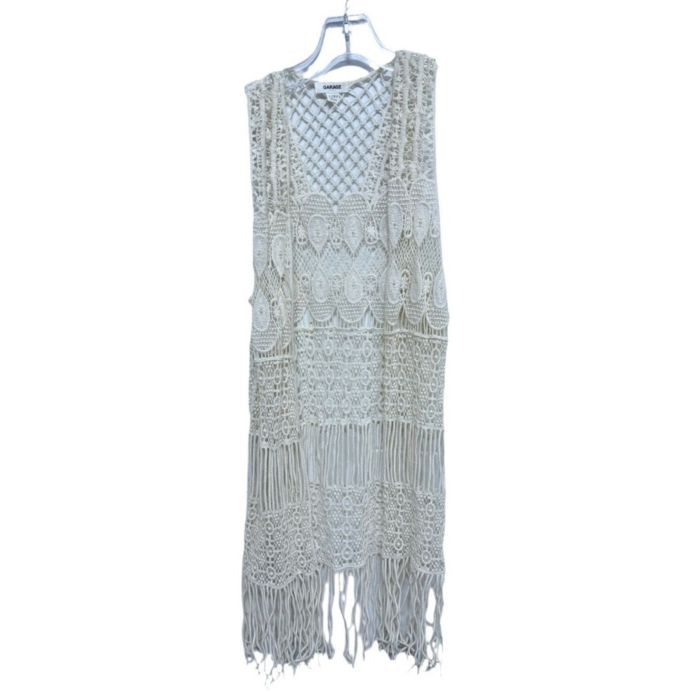 Garage Crotchet Western Boho Vest Cream Colored Sizs XS/Small Festival Layering